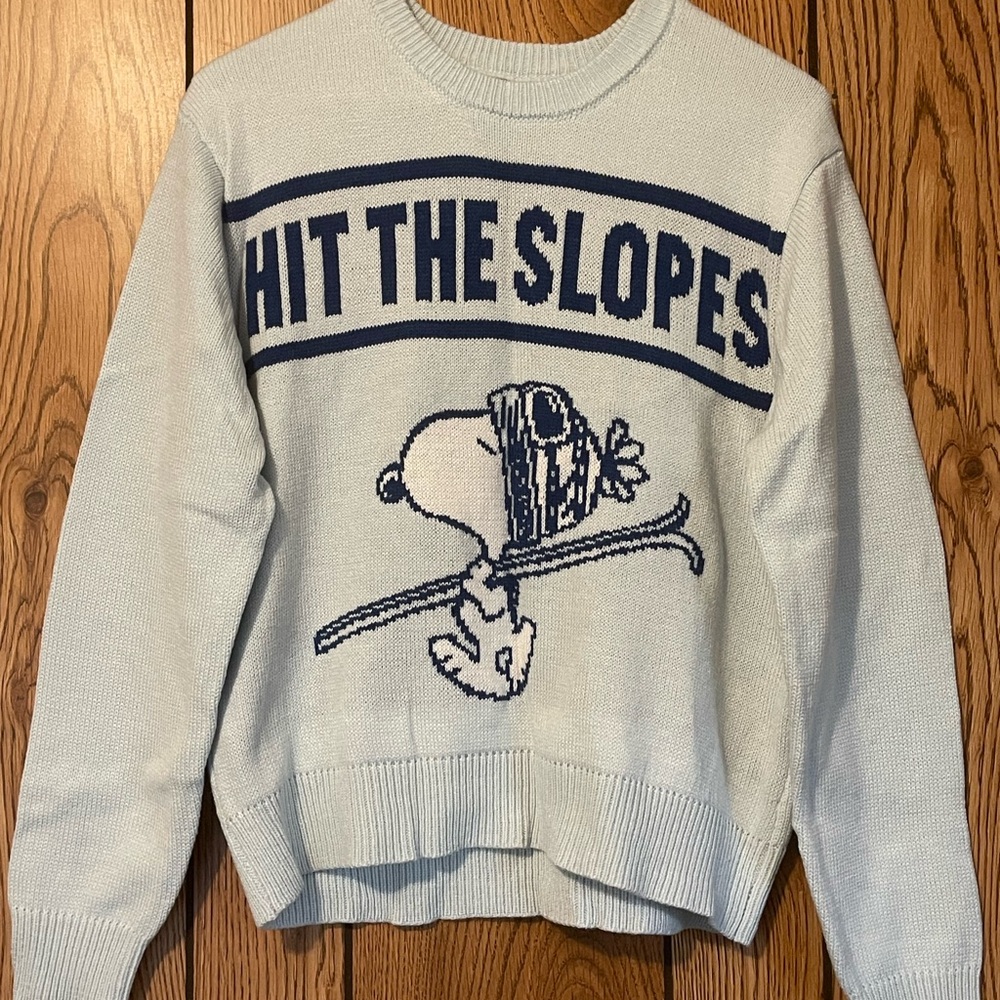 Snoopy 'Hit the Slopes' Light Blue Sweater